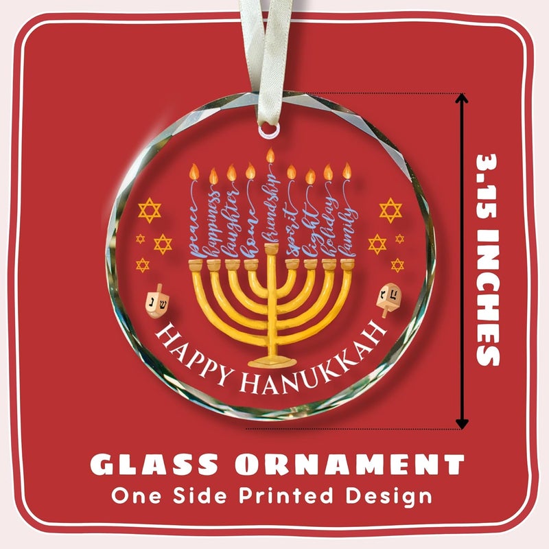 TEEBIM Hanukkah Gifts - Hanukkah Ornaments, Jewish Christmas Ornaments - Chanukah Christmas Ornament - Spiritual Jewish Gifts for Women, Men - Glass Hanging Ornament 2025 - Image 2
